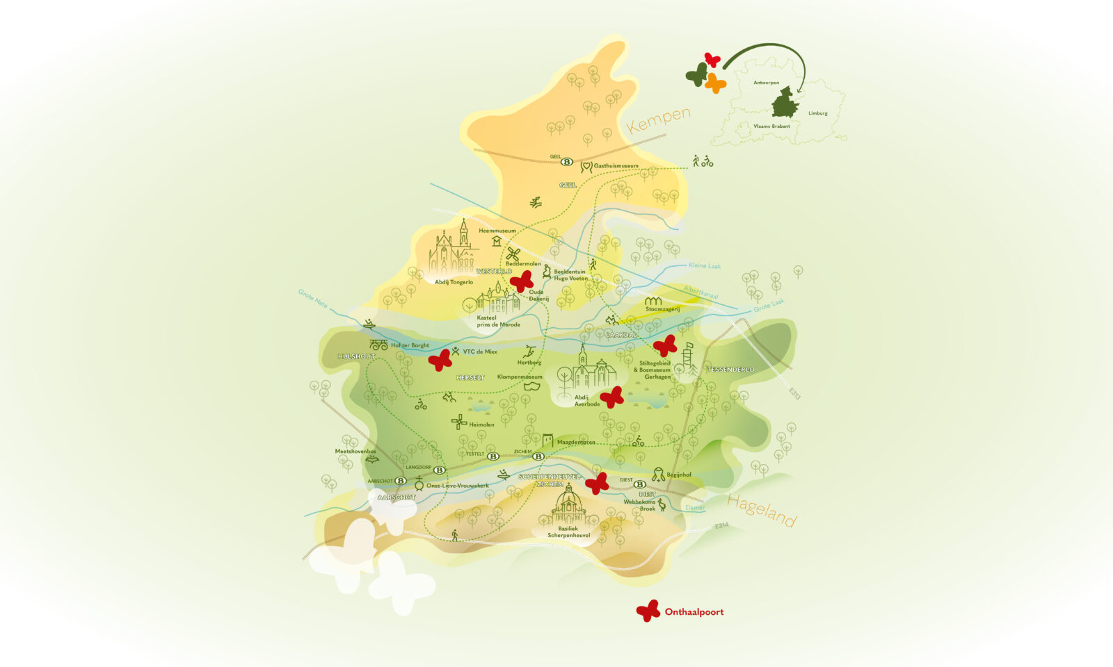 Toeristische kaart Landschapspark de Merode